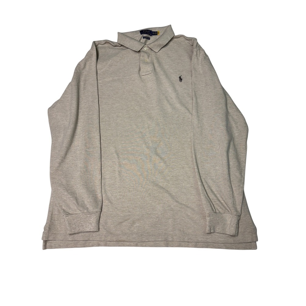 Polo Ralph‎ Lauren XXL Long Sleeve Custom Slim Fit Polo Shirt Beige
